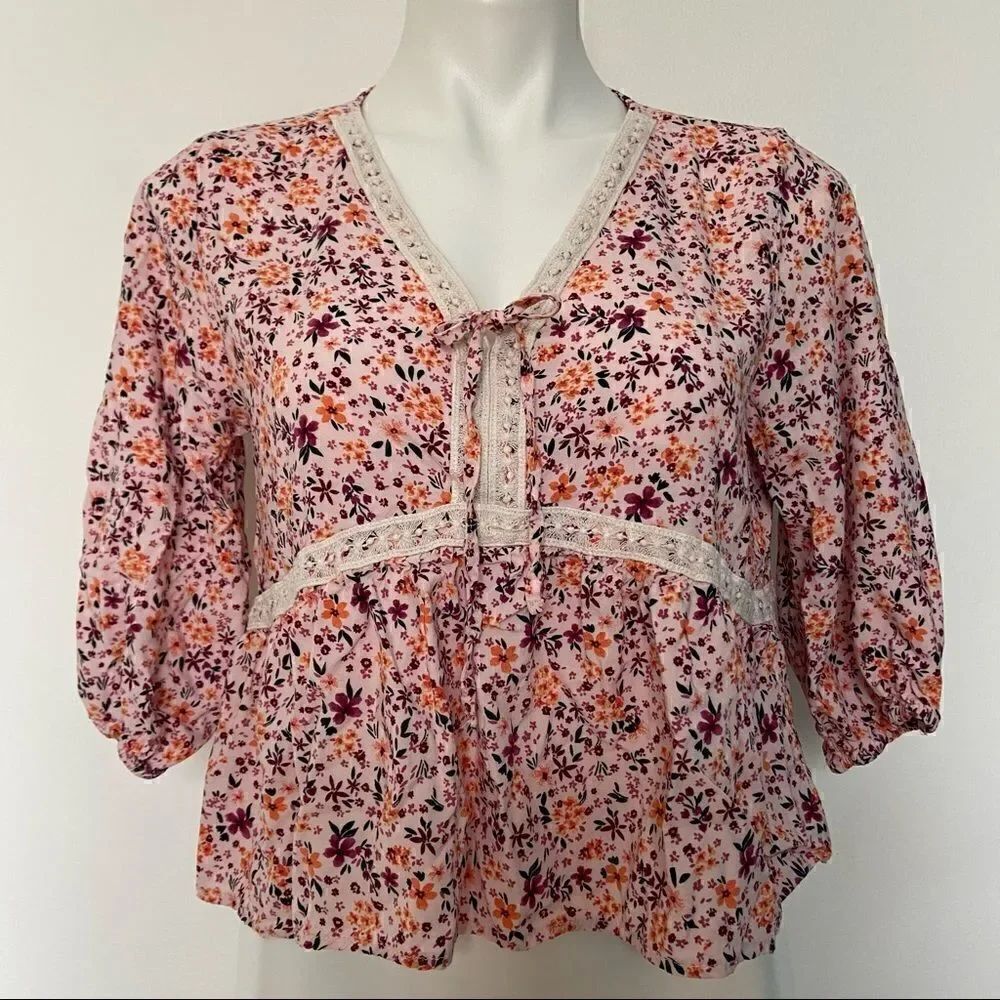 Cottage Core Boho Floral Crop Top